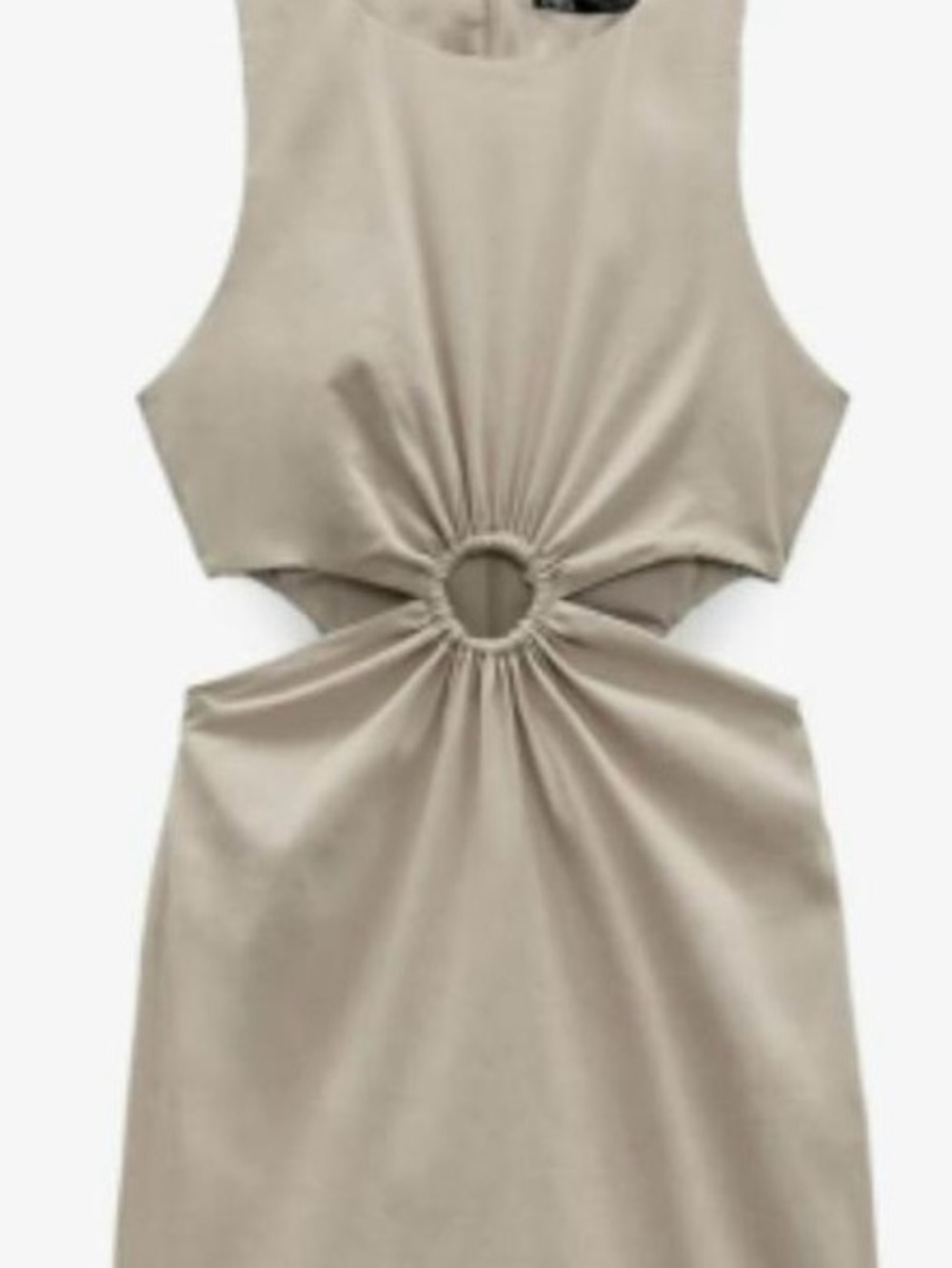 Zara Sleeveless Ring Cutout Midi Dress in Taupe